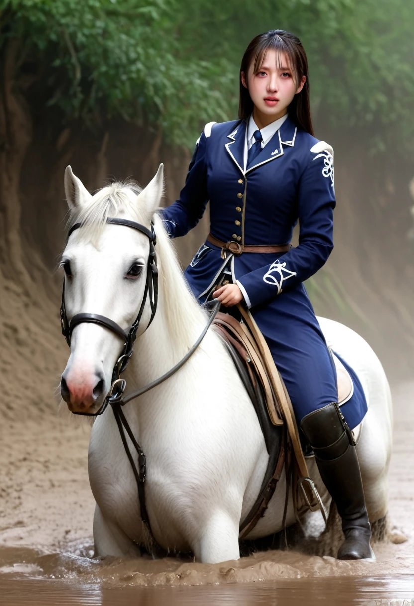 (((masterpiece))),(((Highest quality))),((Tabletop:1.4, Highest quality)), (Realな写真:1.4), 
((1 cute girl knight)),rodeo,
(超High resolution:1.2),, wonderful, Very detailed CG Unity 8k wallpaper, Very detailed, High resolution,draft horse ridden by japanese cute girl,tight,muddy place,Beauty,The horse neighs,Female knight in armor,Sink,
Cold Light, Beautiful detailed girl, Droopy eyes,Very detailedな目と顔, Beautiful and exquisite nose, Beautiful and exquisite, draft horse ridden by a girl can't move because horse and girl soak in the sticky muddy deep pitfall:10.0 , horse falls down ,looks pained ,Surprised face:2.0,Real,Anatomically correct
