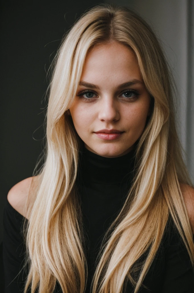 super cute blonde woman in dark theme