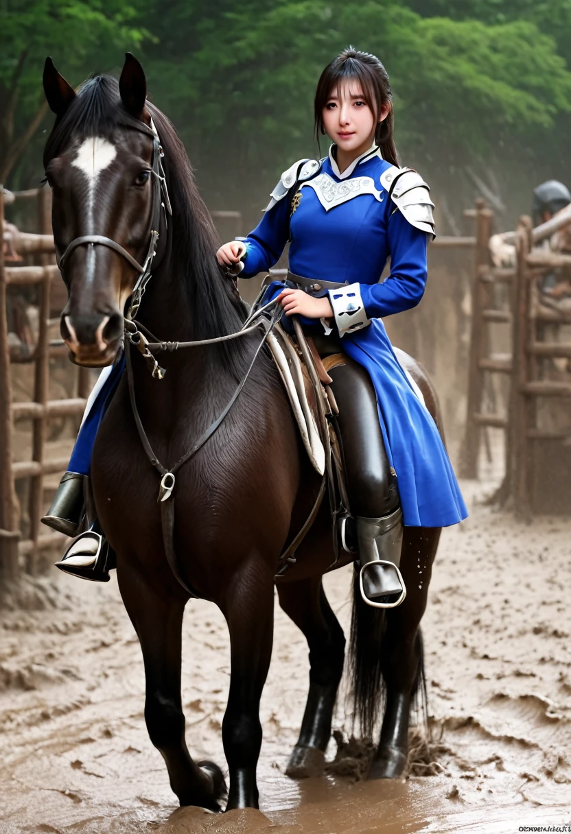 (((masterpiece))),(((Highest quality))),((Tabletop:1.4, Highest quality)), (Realな写真:1.4),
((1 cute girl knight)),rodeo,
(超High resolution:1.2),, wonderful, Very detailed CG Unity 8k wallpaper, Very detailed, High resolution,draft horse ridden by japanese cute girl,tight,muddy place,Beauty,The horse neighs,Female knight in armor,Sink,
Cold Light, Beautiful detailed girl, Droopy eyes,Very detailedな目と顔, Beautiful and exquisite nose, Beautiful and exquisite, draft horse ridden by a girl can't move because horse and girl soak in the sticky muddy deep pitfall:10.0 , horse falls down ,looks pained ,Surprised face:2.0,Real,Anatomically correct