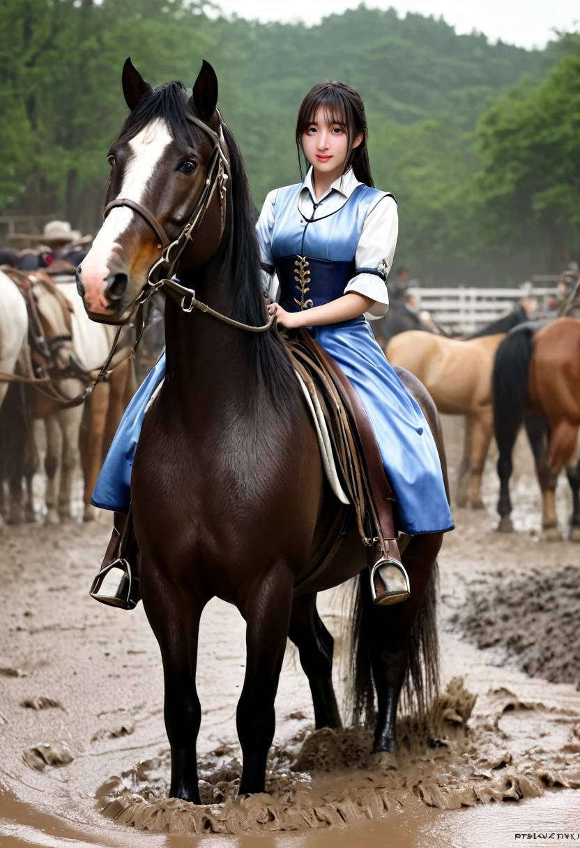 (((masterpiece))),(((Highest quality))),((Tabletop:1.4, Highest quality)), (Realな写真:1.4), 
((1 cute girl knight)),rodeo,
(超High resolution:1.2),, wonderful, Very detailed CG Unity 8k wallpaper, Very detailed, High resolution,draft horse ridden by japanese cute girl,tight,muddy place,Beauty,The horse neighs,Female knight in armor,Sink,
Cold Light, Beautiful detailed girl, Droopy eyes,Very detailedな目と顔, Beautiful and exquisite nose, Beautiful and exquisite, draft horse ridden by a girl can't move because horse and girl soak in the sticky muddy deep pitfall:10.0 , horse falls down ,looks pained ,Surprised face:2.0,Real,Anatomically correct