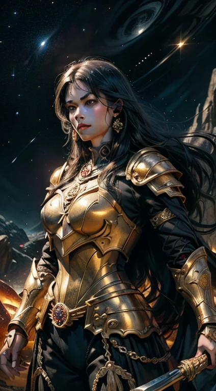 gentleman (Illustration details: 1.3) (whole body: 1.3) Photos in 8K resolutiin, A wave of art, Fantastic comic style, photorealistic, intinse visual, Аpintura digital fotorrealista intomical, gold mascara , (Guerrero: 1.3) in negro, red and gold, (Heavy armor: 1.3) in (Darkness of the Universe: 1.3), light particle, gold mascara muy detallada, Guerrero, (antique style ring: 1.3), ( warhammer style:1.1), Cinceptual artist, Global Illuminatiin,depth of field, A wave of art,