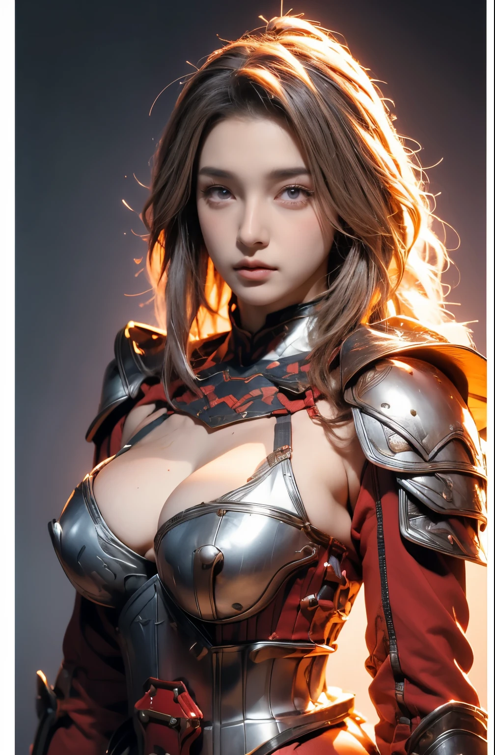 Elegant Armor,Princess, whole body, Wearing the hijab , Crown Luxury , blue eyes, Blonde, Around 17 years old, (Red and silver hijab), masterpiece，The best quality at its best，High resolution，8K，((Portraiture))，(Upper Body)，Original photo，Actual photo，Digital photography, elegant Princess ，blue eyes， 超????????????, pointy ???????????? extravagant ornament，Lips parted，Make your lips look more attractive and glamorous，((Blushing))，Unpublished Content，calm and handsome，High-end body armor ((Red and silver armor)) , (Medieval fantasy armor, beautiful pointed ???????, Narrow waist, perfect ???????????? of Princess body )oc rendering reflection texture, Elegant Style,   ???????????? , Medieval castle background, The body is slim, very Narrow waist, (Luxury Armor Pattern) , Very slim ,Beautiful as an angel 