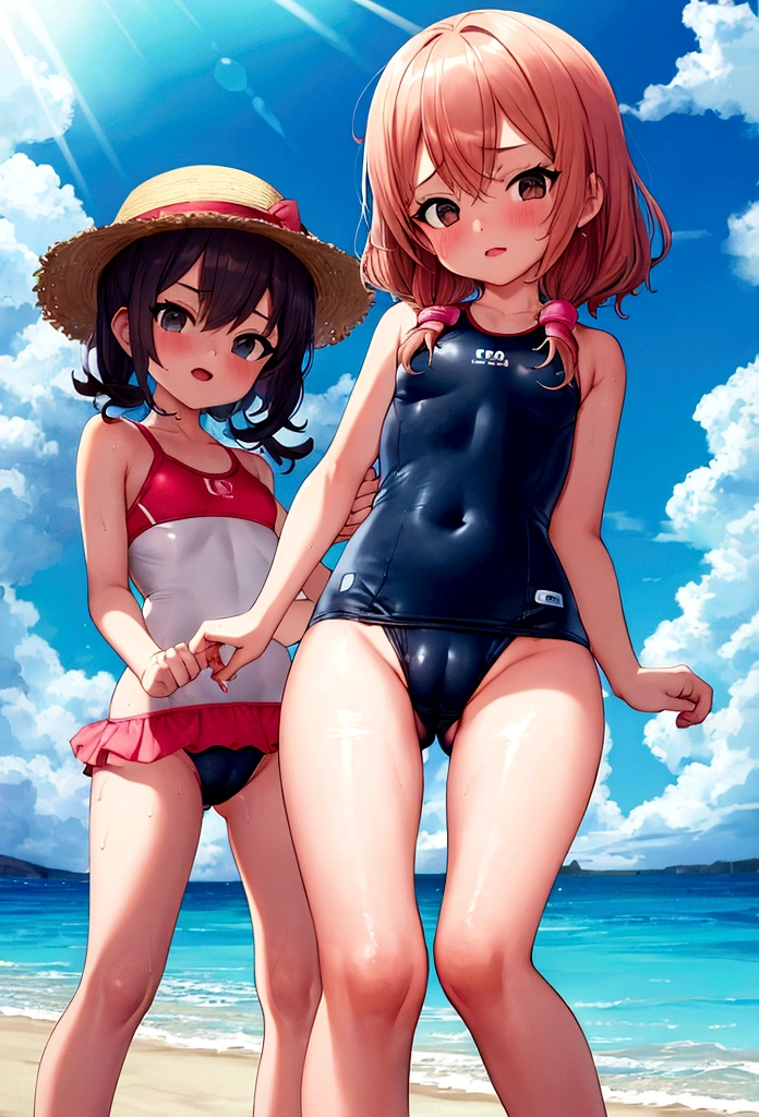 Kid, girl, tight swimsuit, beach, cameltoe, Good quality, brat,