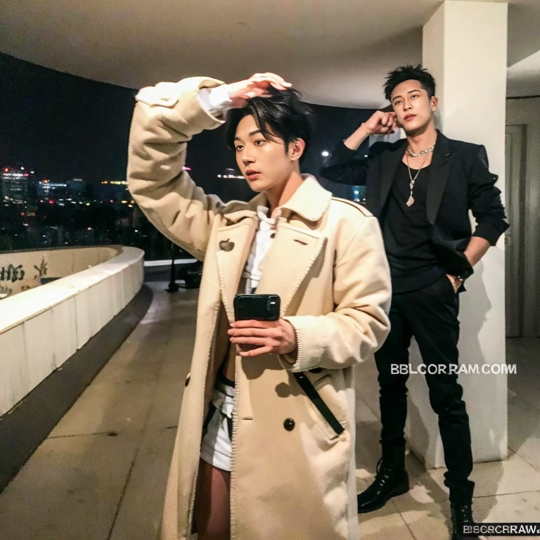 kpop idol with bbc , selfie , full length shot(fls)
