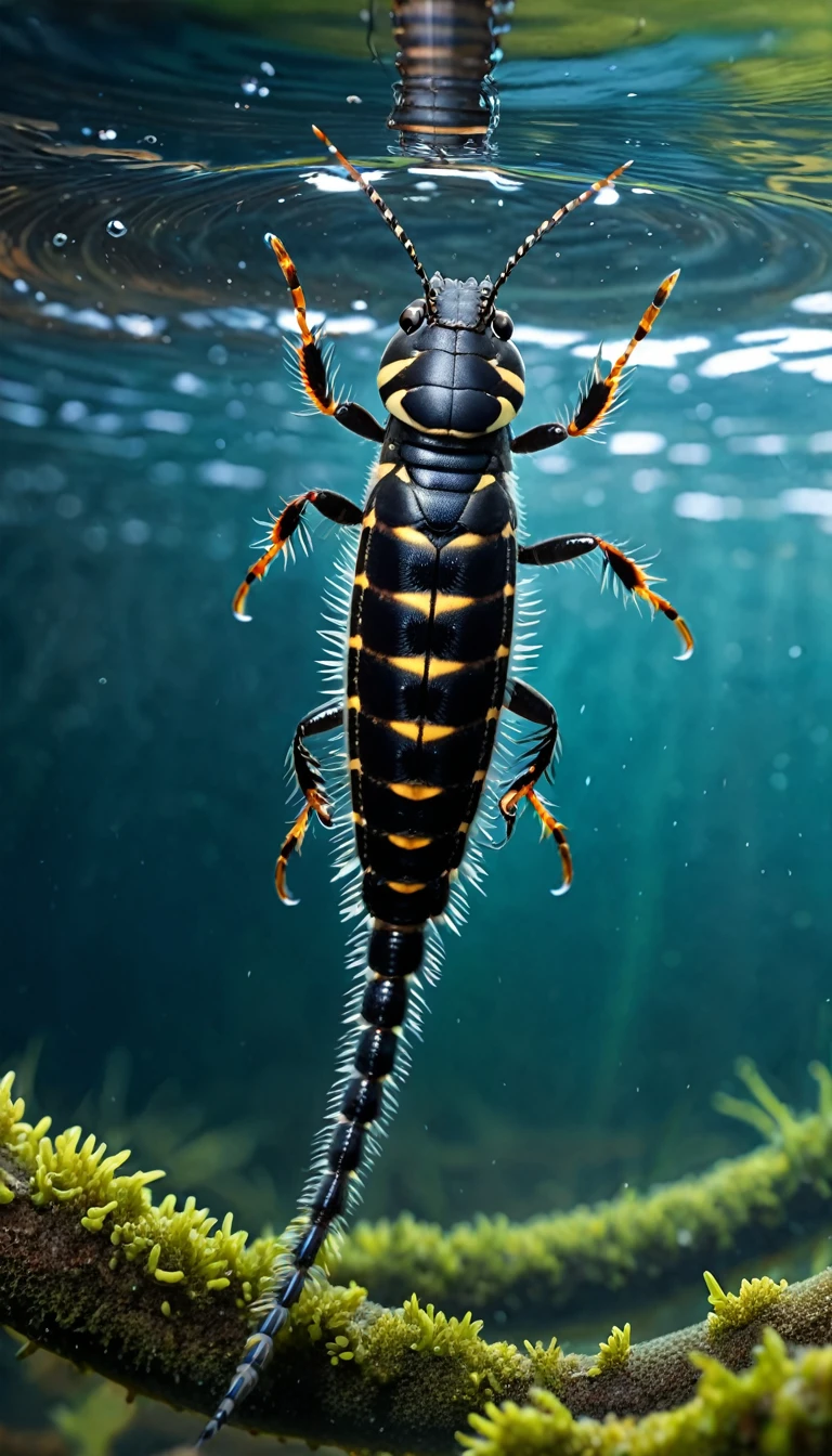 Panorama,Scolopendra subspinipes in water,Mysterious Creatures, shrike, (best quality,4K,8K,High level,masterpiece:1.2),Ultra Detailed,(lifelike,Photo real,Photo real:1.37),Highly detailed animals,Complex patterns,Realistic lighting,Fantasy Creatures