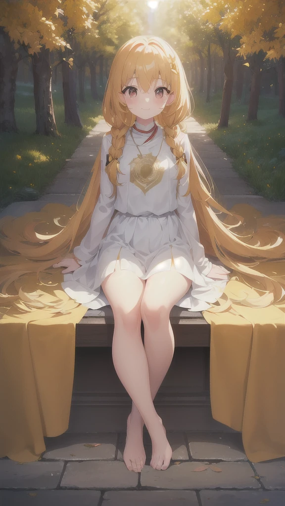 Name: Hikari no Tsubasa
Element: FLAMARA
Description: Exalted Blaze Mancer with a sun-kissed aura, wielding the sacred pyre. Summer's Radiant Ambassador, Hikari no Tsubasa transfigures pain into captivating sympathy.
Prompt: ((((Campeona disputada, triple A certificada, resolution 8k)))), 1female, determined, sitting crossed-legged, long HAIR, rosy complexion, ((golden eyes)), (((gold aura))), detailed rendition, (quarters), facing viewer, gaia FMATTER:0.9 "(Sunlit meadow amidst autumnal splendor)"), voluptuous woman, demurely smiling, gentle glassy eyes, eloquent hands, ((full arms, legs)), wistful aura, skillful shading, wooden-ground, nature TL:0.6, 30 years old, immaculate eyebrows, graceful.