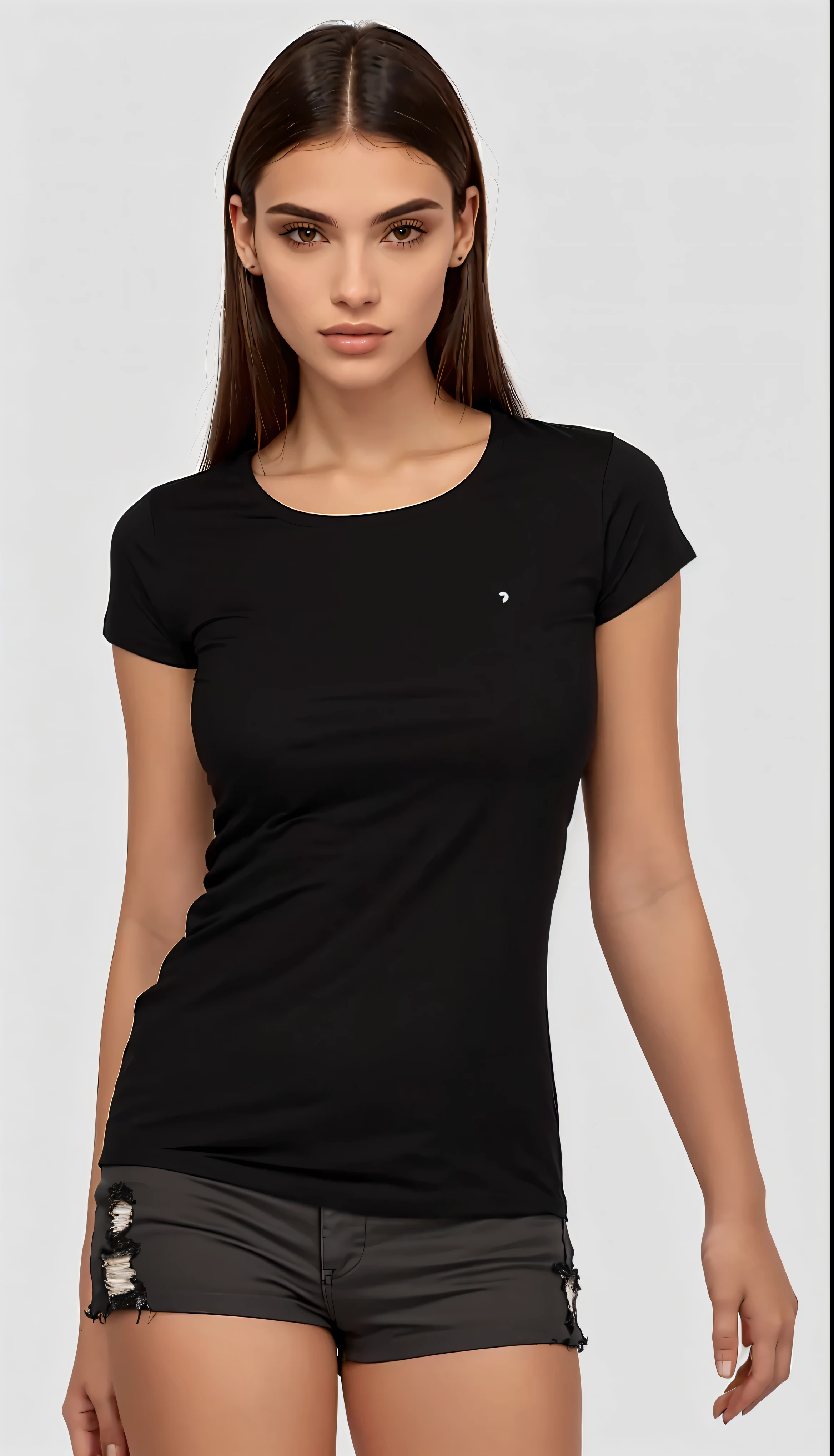 a close up of a woman in a short Camisa preta and shorts, wearing a black camiseta, vestindo camiseta preta, vestindo uma camiseta preta, camiseta preta, top preto, camiseta preta, black camiseta, wearing a Camisa preta, Camisa preta, camisa apertada, wearing camisa apertada, camisa preta, wearing a camiseta, camiseta