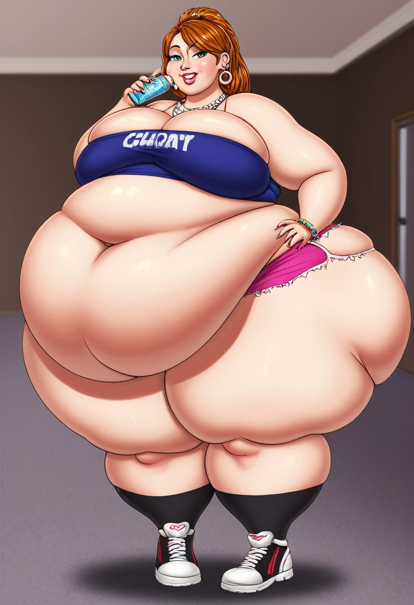 Fat obese sssbbw gluttony giant big round belly woman 