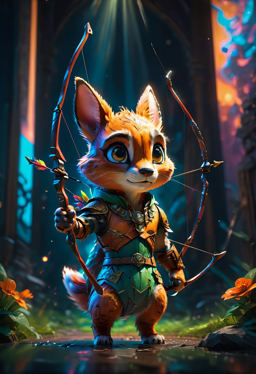 Archer, bow and arrow, Archery pose, full body, by Zootopia, dramatic composition, cinematic dynamic action scene, vibrant colors, cinematic lighting, dramatic lighting, best quality, masterpiece, very aesthetic, perfect composition, intricate details, ultra-detailed