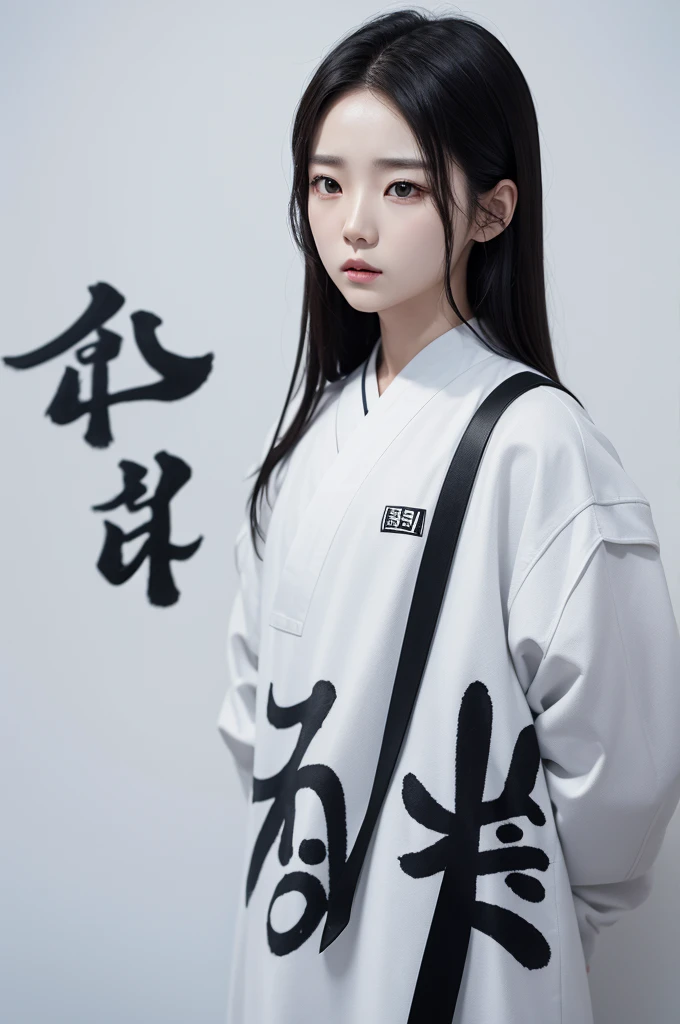 White background with Korean writing on black writing drama