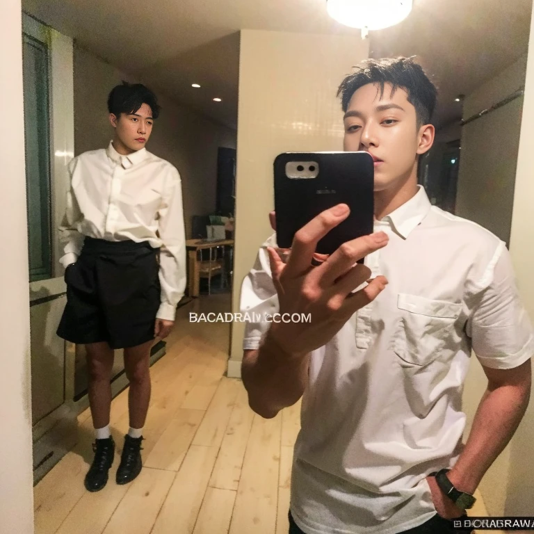 1 kpop idol and 1 bbc , selfie , full length shot(fls)