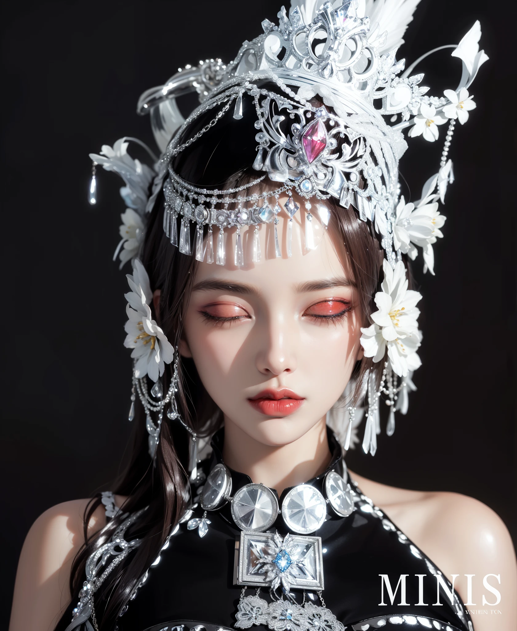 Imperial sister,Exquisite eyes,Frozen Queen,Put the crown on your head,Detailed facial expressions body,Tall and big,number,Leg length,4K,HD,White translucent lace,Fair and plump figure,Pretty Face,Little cherry mouth,Beautiful and delicious(3D Royal Sisters),Glossy Gel Coat,Vampire Queen in luxurious robes,Crystal Gem Crown,Ultra-clear portrait photos(8K),Dark eyeshadow,Sexy thick lips(Red lipstick),Close your eyes