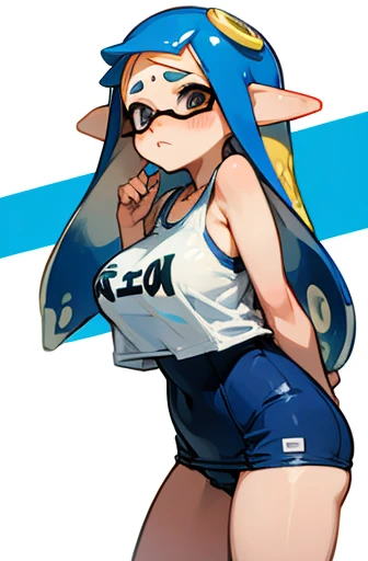 Splatoon,Embarrassed,Squid Girl,School Swimsuit,Big Breasts