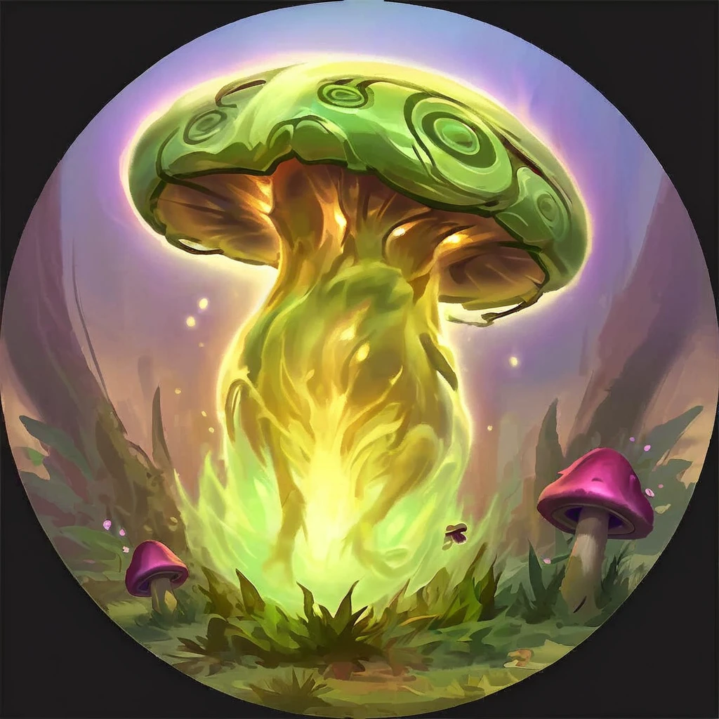 Create an icon depicting toxic mushrooms growing on the body of the target. The mushrooms should appear ominous and hazardous, protruding from various parts of the target's body