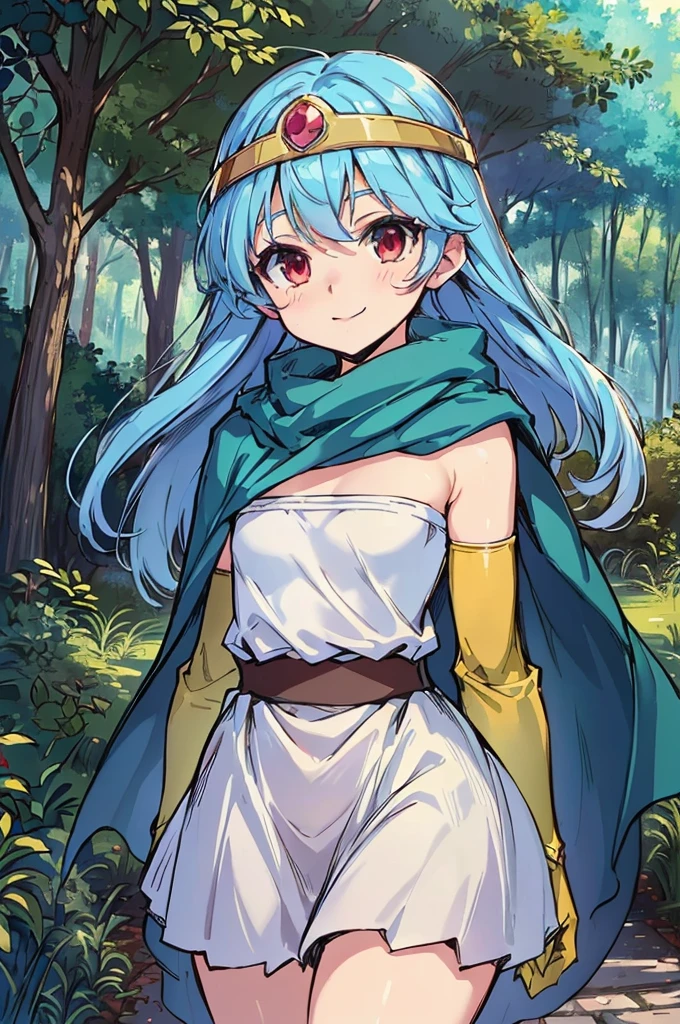 Close-up of a woman in a dress and cape, portrait Zodiac Knight Girl, Aqua from Konosuba, Turquoise hair anime girl, Anime Moe Art Style, Anime Rush John 8k Woods, Official Art, High quality anime art style, Zodiac Knight Girl, rogue anime girl ayanami rei, Elf Girl, Vivid RPG Portraits, Anime Goddess