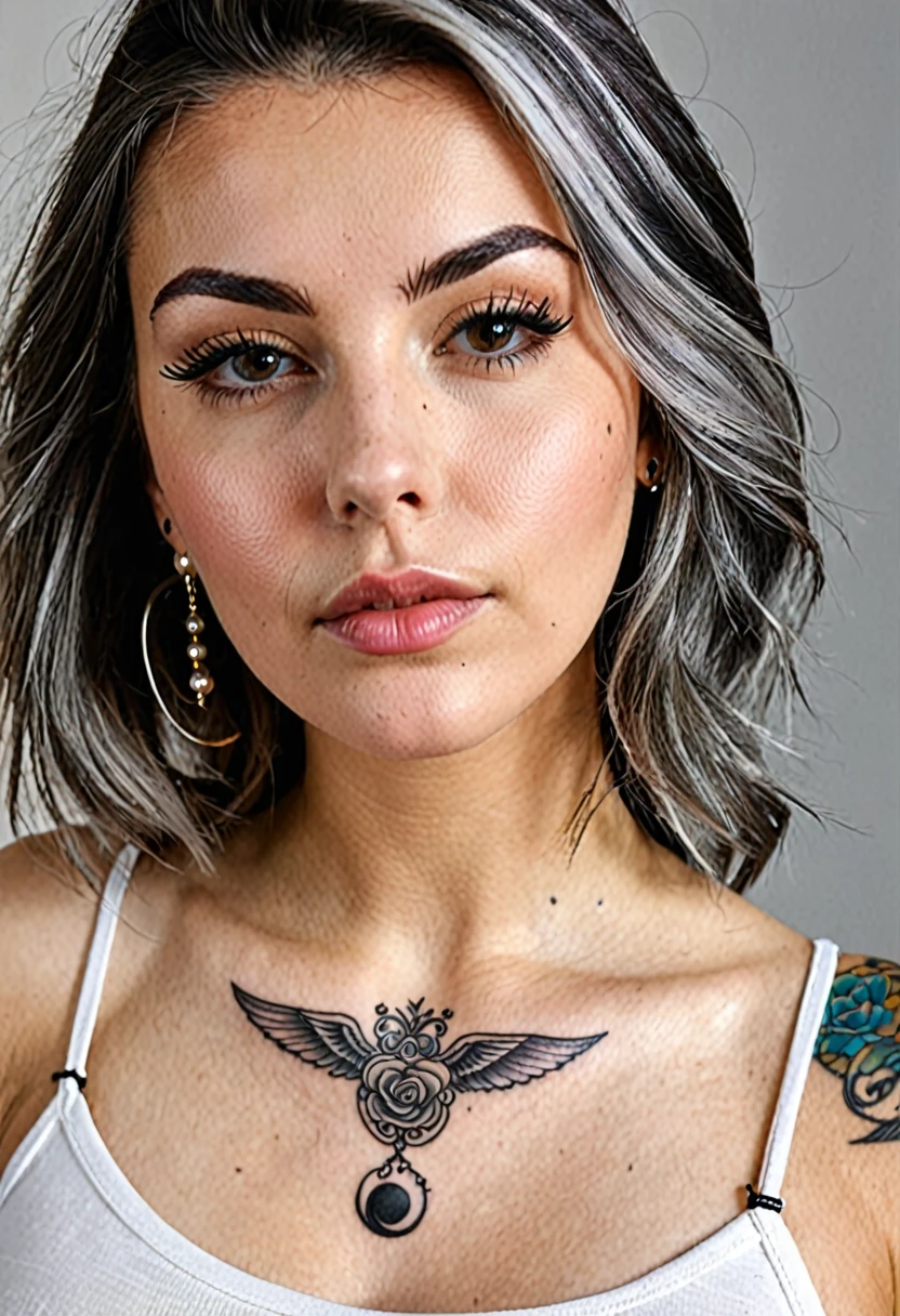 ragazza 20years bellissima mora micro short autoreggenti stivali tattoo sul corpo ultra-detailed labbra carnose seduta sopra uomo anziano