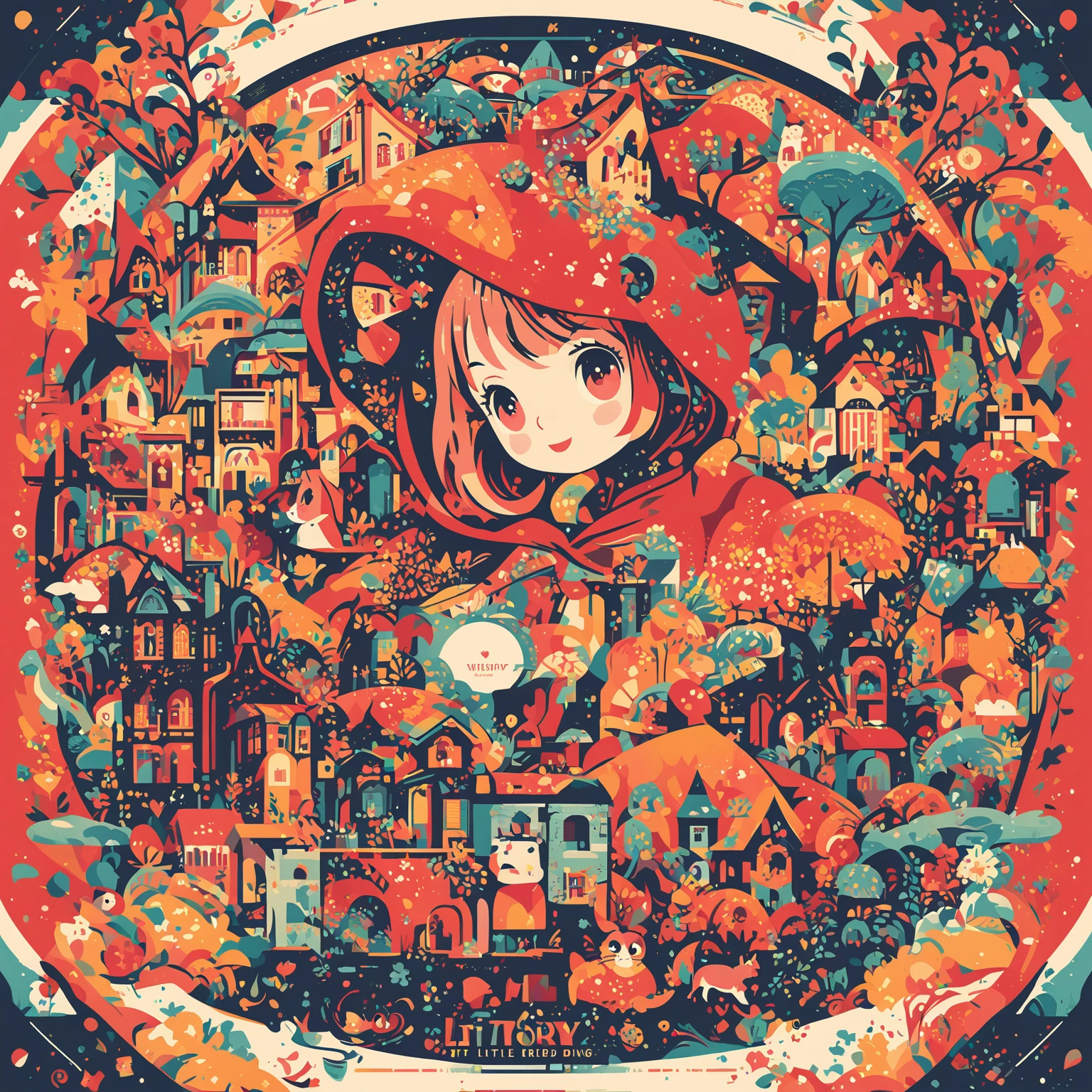 Cover, the story of little red riding hood, Flat design, vector illustration, Illustration, Detailed 2D illustration, Flat illustration, digital illustration, Digital artwork,
