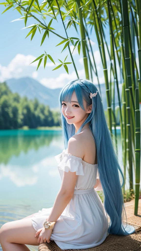 A beautiful lake in the background