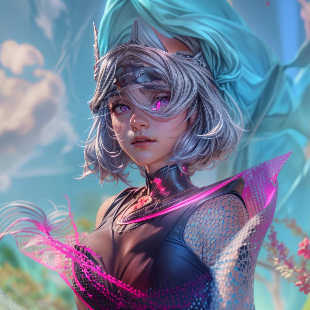 Best quality, masterpiece, ultra high res, (photorealistic:1.4), 1girl wearing a crown , pink eyes, gray hair, professional lightning, sharp focus, deep shadow, (extremely detailed CG unity 4k fhd wallpaper), 8k.