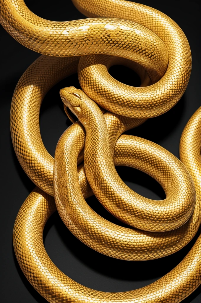 A golden snake on its back 