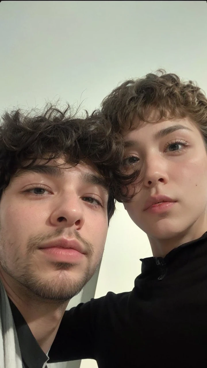Neat beard, upturned noses, eyes facing each other