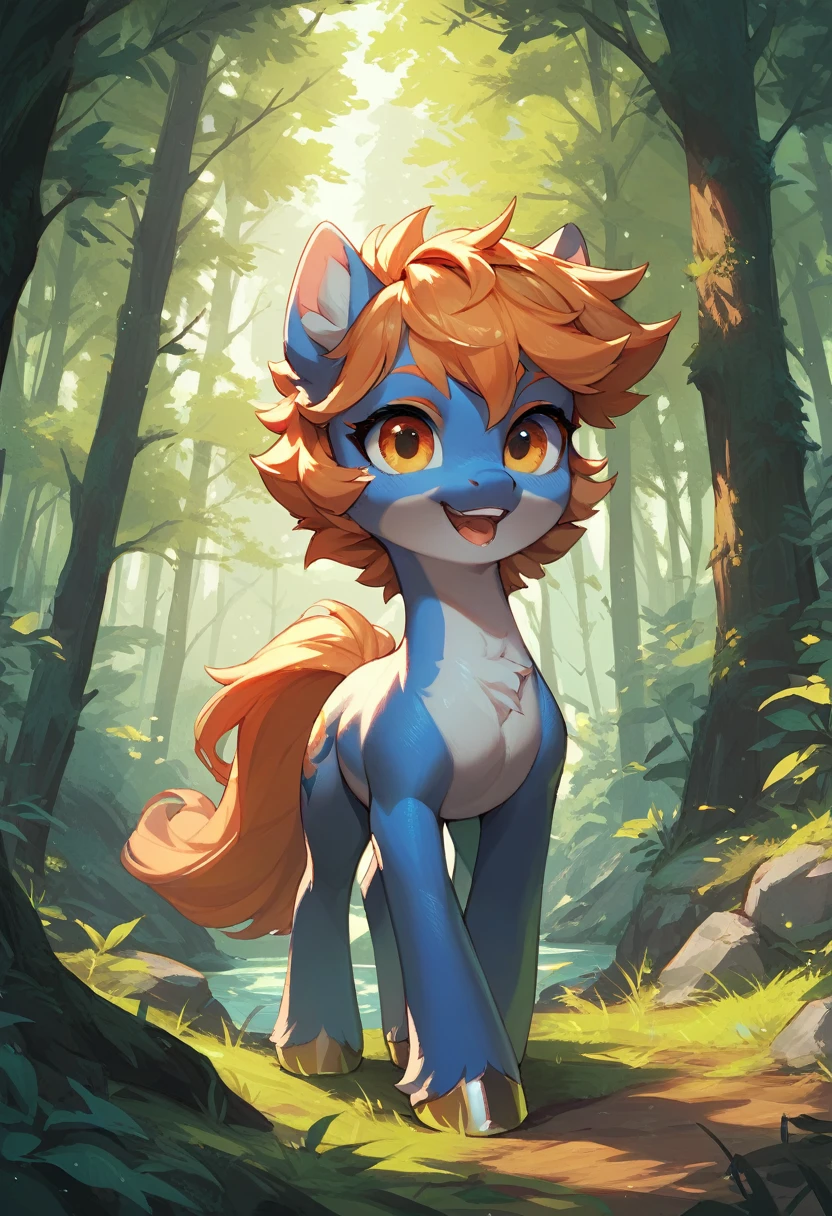 pony BREAK standing in forest