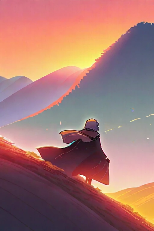 ((Лучшее качество)), ((шедевр)), (подробный), Draw a fight between two friends on a hill at sunset