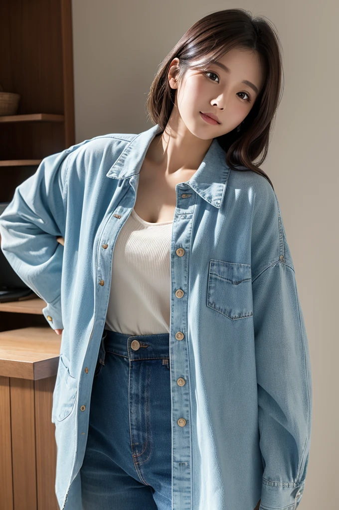 ((Highest quality))、Beauty、Fully open overshirt、