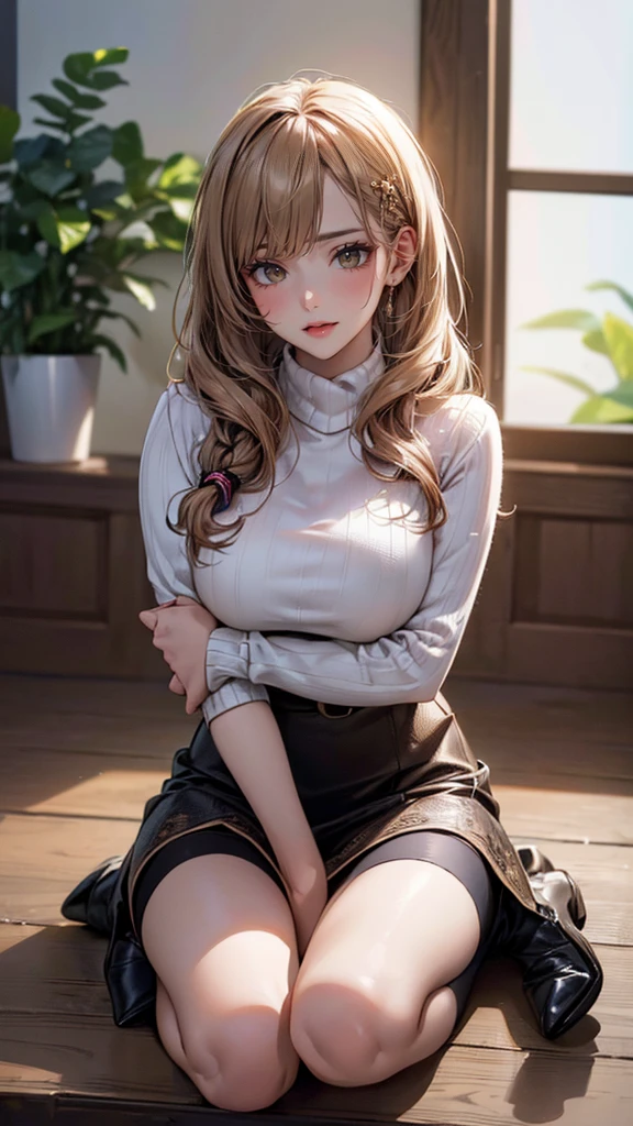 (random porn pose),(random hairstyle),(Highest image quality,(8k),ultra-realistic,best quality, high quality, high definition, high quality texture,high detail,beautiful detailed,fine detailed,extremely detailed cg,detailed texture,a realistic representation of the face,masterpiece,Sense of presence),sweater,tight mini skirt,stockings,Engineer boot