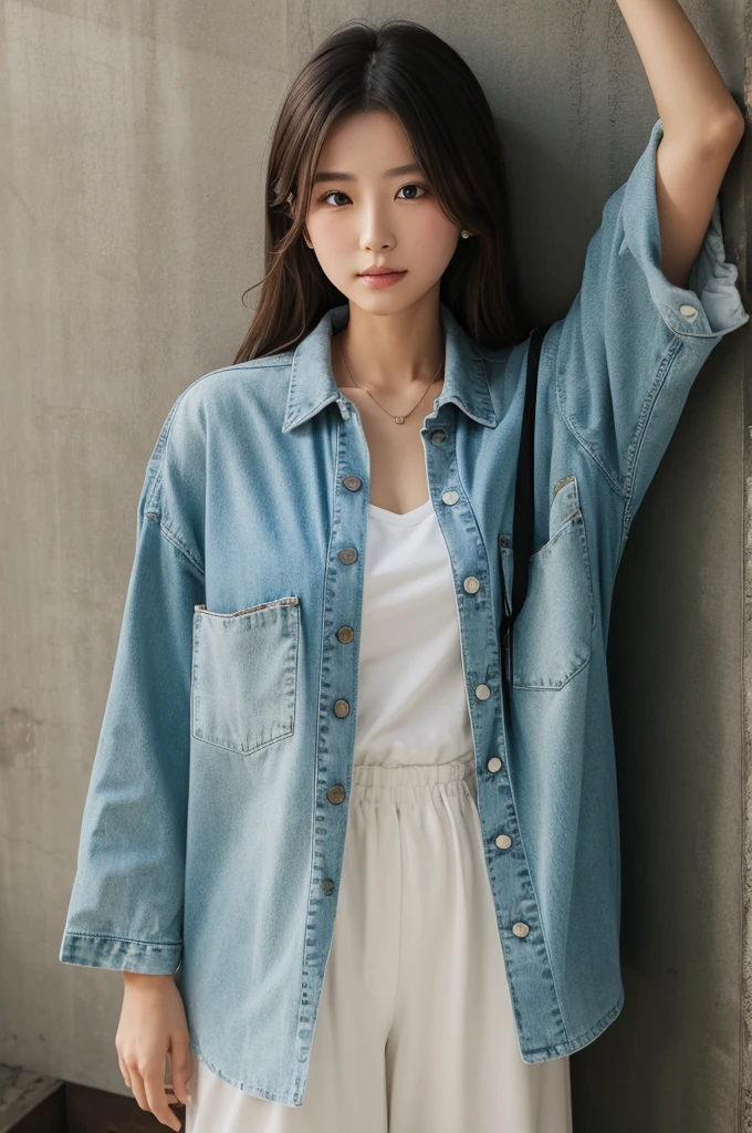 ((Highest quality))、Beauty、Fully open overshirt、valley