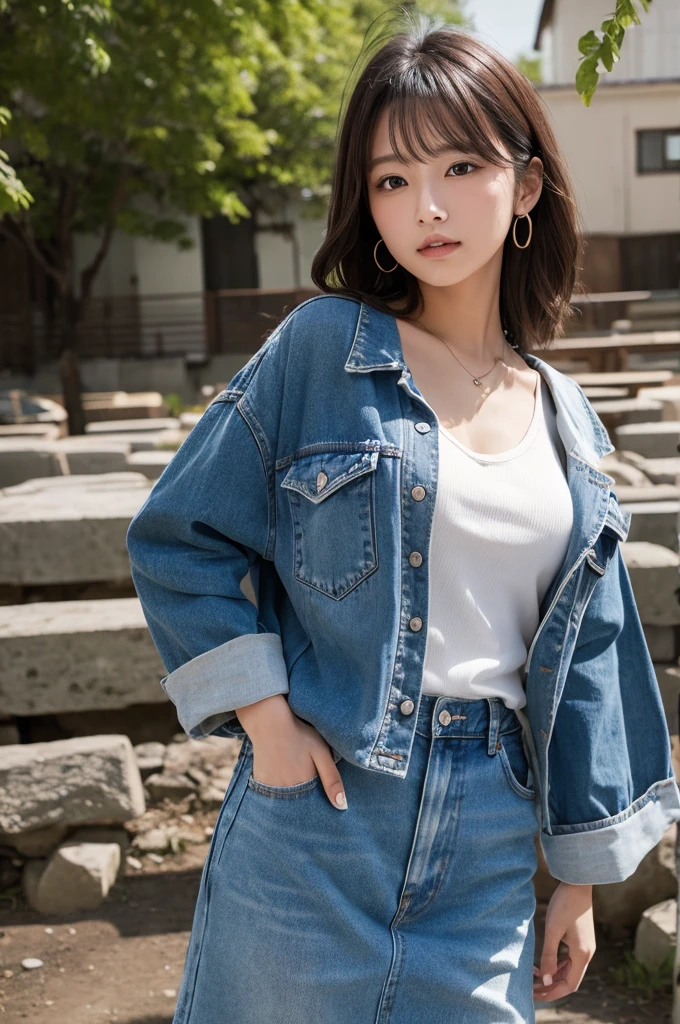 ((Highest quality))、Beauty、Fully open overshirt、valley