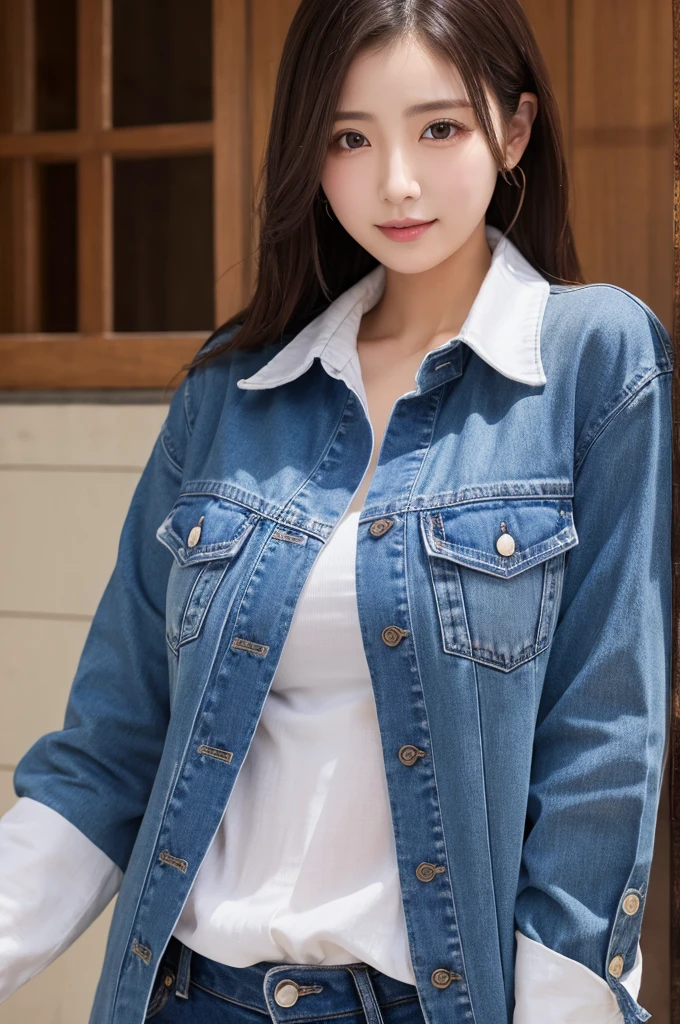 ((Highest quality))、Beauty、Big Breasts、Fully open overshirt、