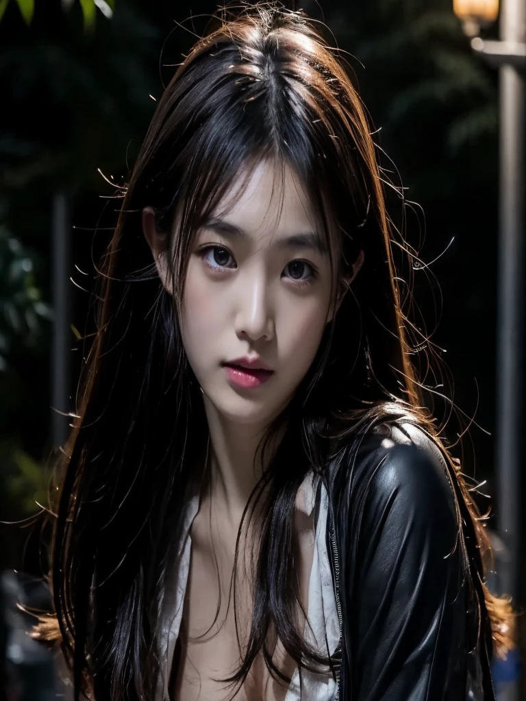 An asian girl standing infront of the mirror naked