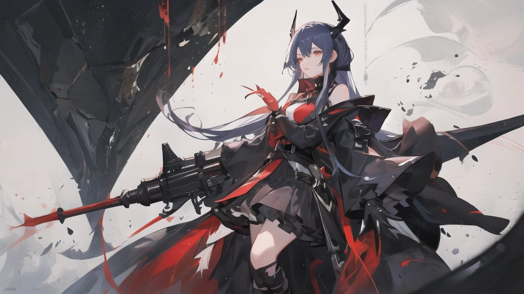 Anime girl with gun and red background, Anime drawing by Shitao, Pixiv, Self-sastructing art, Best Anime 4K Konachan Wallpaper, Gapmoe Yandere Grimdark, 2b ..., Amazing Anime 8K, 2b, Devil Anime Girl, Anime girl in a black dress, From Arknights, Anime Style 4k