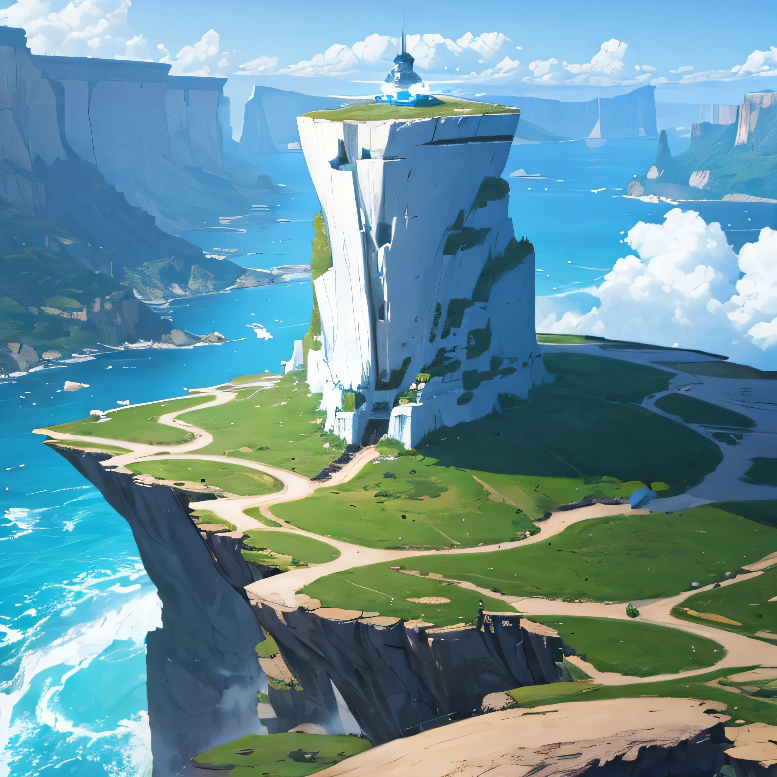 alien spaceship landing near cliffs