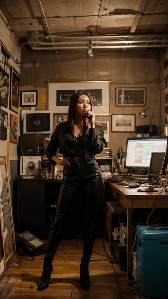 Woman singer in her artistic environment