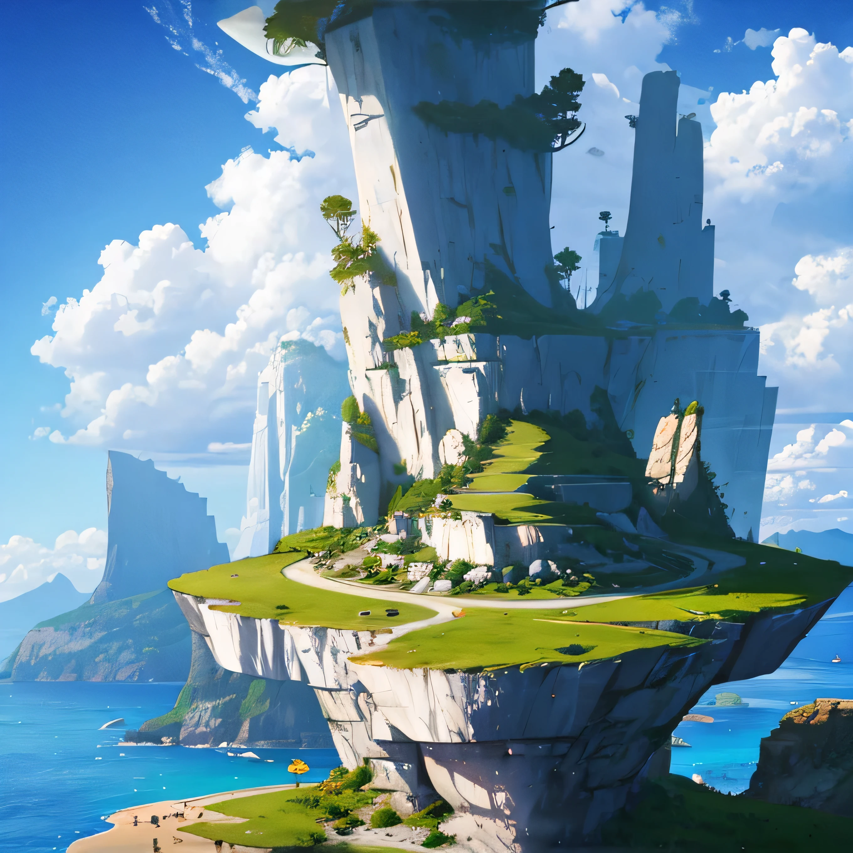 alien spaceship landing near cliffs