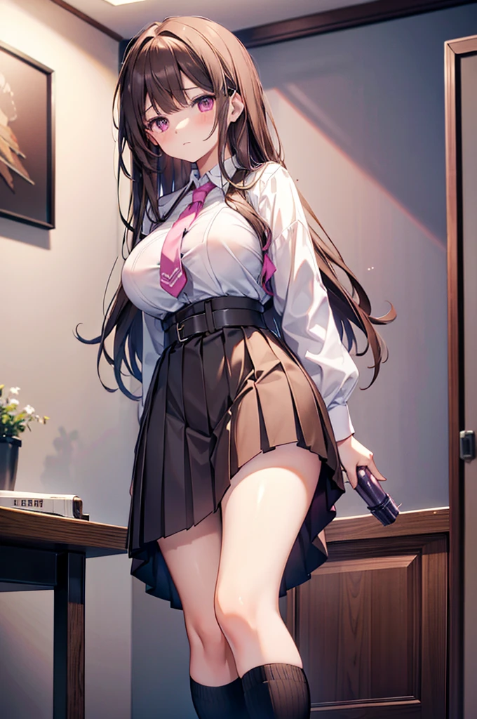High school girl in white blouse and purple checked skirt, purple checked skirt, long black hair untied, pinched eyes, long lashes, well-styled and rather large breasts, white underwear and skirt rolled up, pose emphasizing big, naughty big, naughty thighs, naughty anime style, beautiful anime schoolgirl, surreal schoolgirl, surreal schoolgirl, seductive anime girls, realistic schoolgirls, big emphasis, naughty anime style, naughty thighs, naughty thighs, smooth anime cg art, surreal schoolgirl girls, seductive anime girls, lifelike schoolgirls, smooth anime CG art, anime girls, beautiful anime schoolgirls, beautiful anime girls, beautiful charming anime teenage girls, naughty anime style, photorealistic anime girl rendering, beautiful girl strangled from behind, beautiful girl strangled from behind,