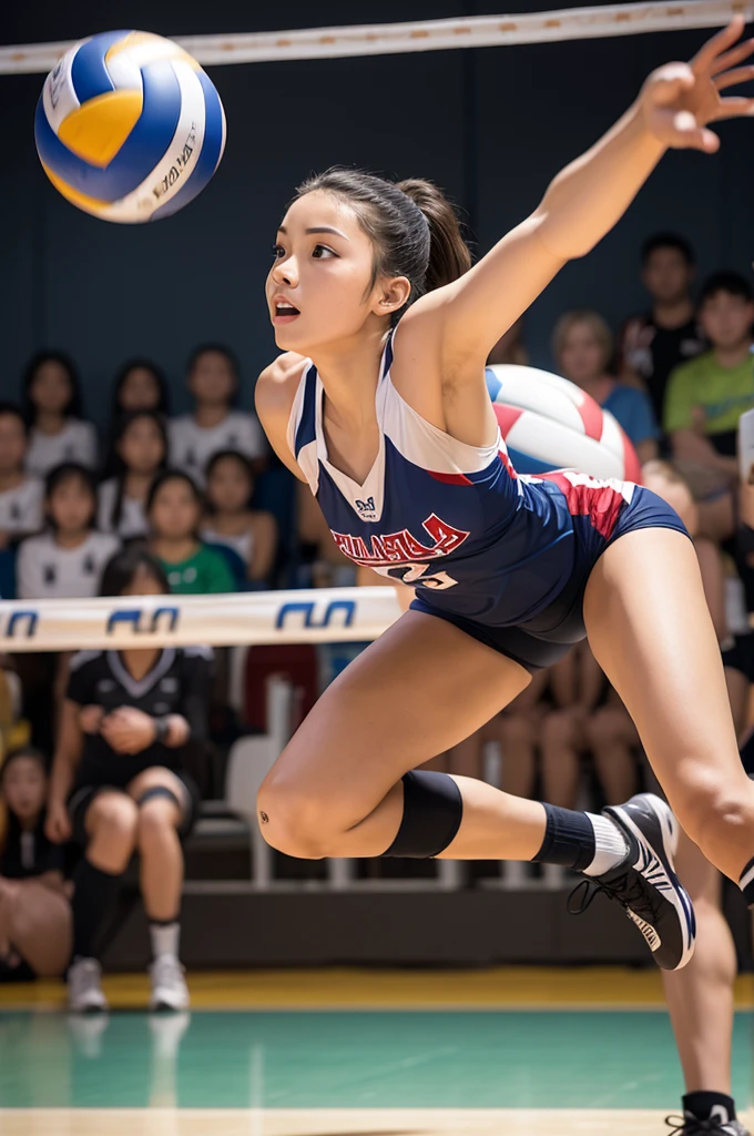 One playing volleyball