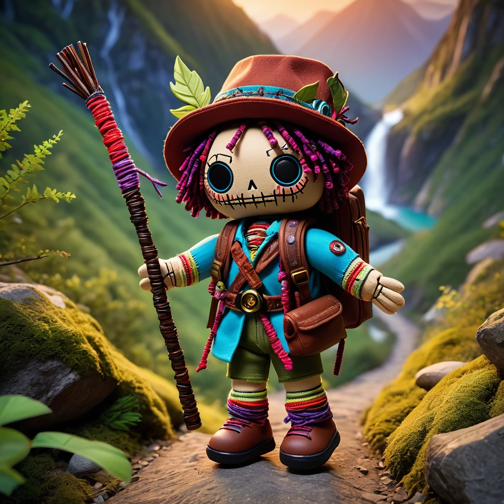 (knitted toy voodoo doll:1.7), (Voodoo Traveler:1.3), (Clothing: adventurer's outfit with glowing map patterns:1.0), (Accessories: enchanted compass emitting magical wayfinding aura, levitating luggage:1.1), (background: mystical landscape with floating landmarks, glowing pathways, and spectral travel guides:1.2), best quality, masterpiece, detailed soft oil painting, detailed background, dramatic cinematic lighting, soft edge lighting, professional, dramatic lighting, hard edge lighting, ultra quality, 4k, masterpiece, best quality, 8k, ultra high definition, high resolution, extremely detailed

