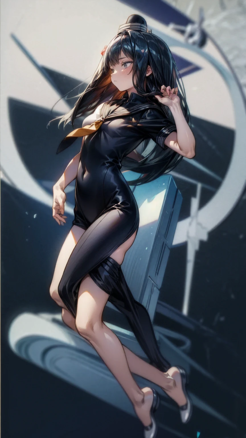 a beautiful woman with long flowing hair in a sleeveless leotard, bending over with a bubble butt, masterpiece, best quality, absurdres, solo, mona, genshin impact, extremely sexy, seductive, photo-realistic, intricate details, dramatic lighting, vibrant colors