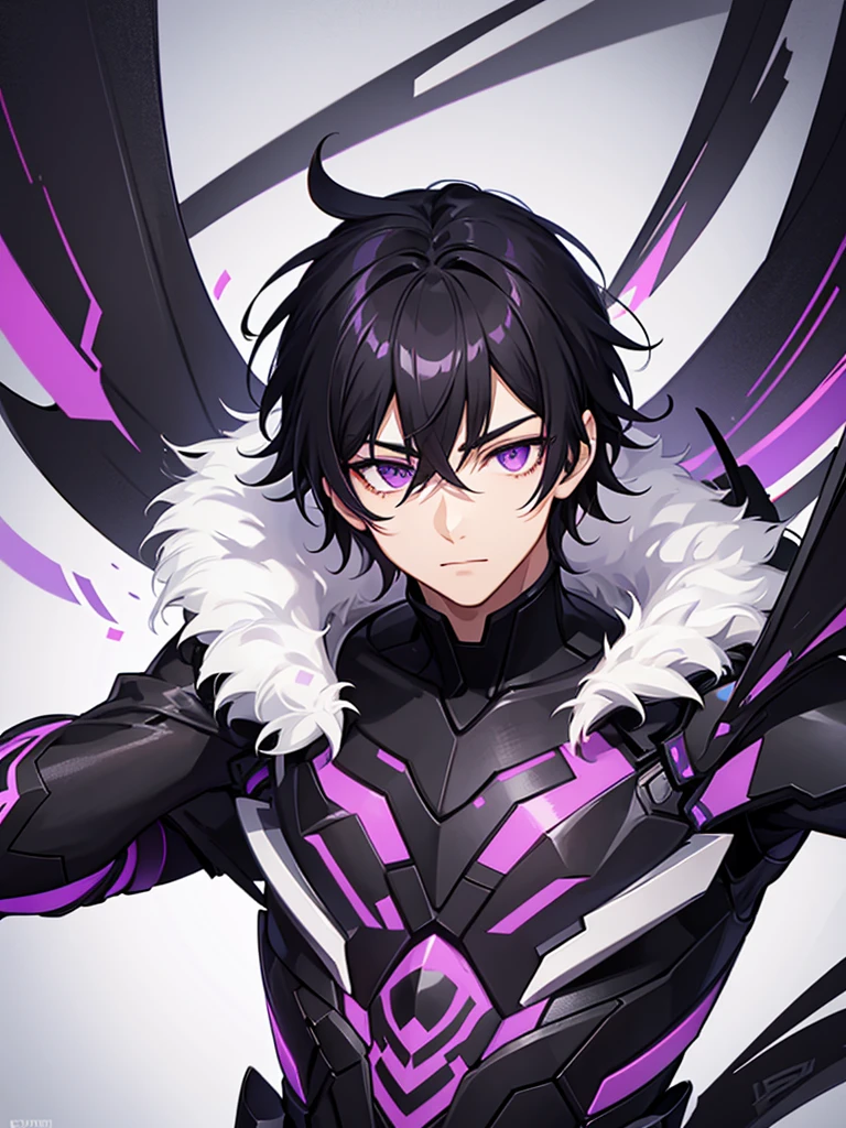 Male character with black hair and purple eyes