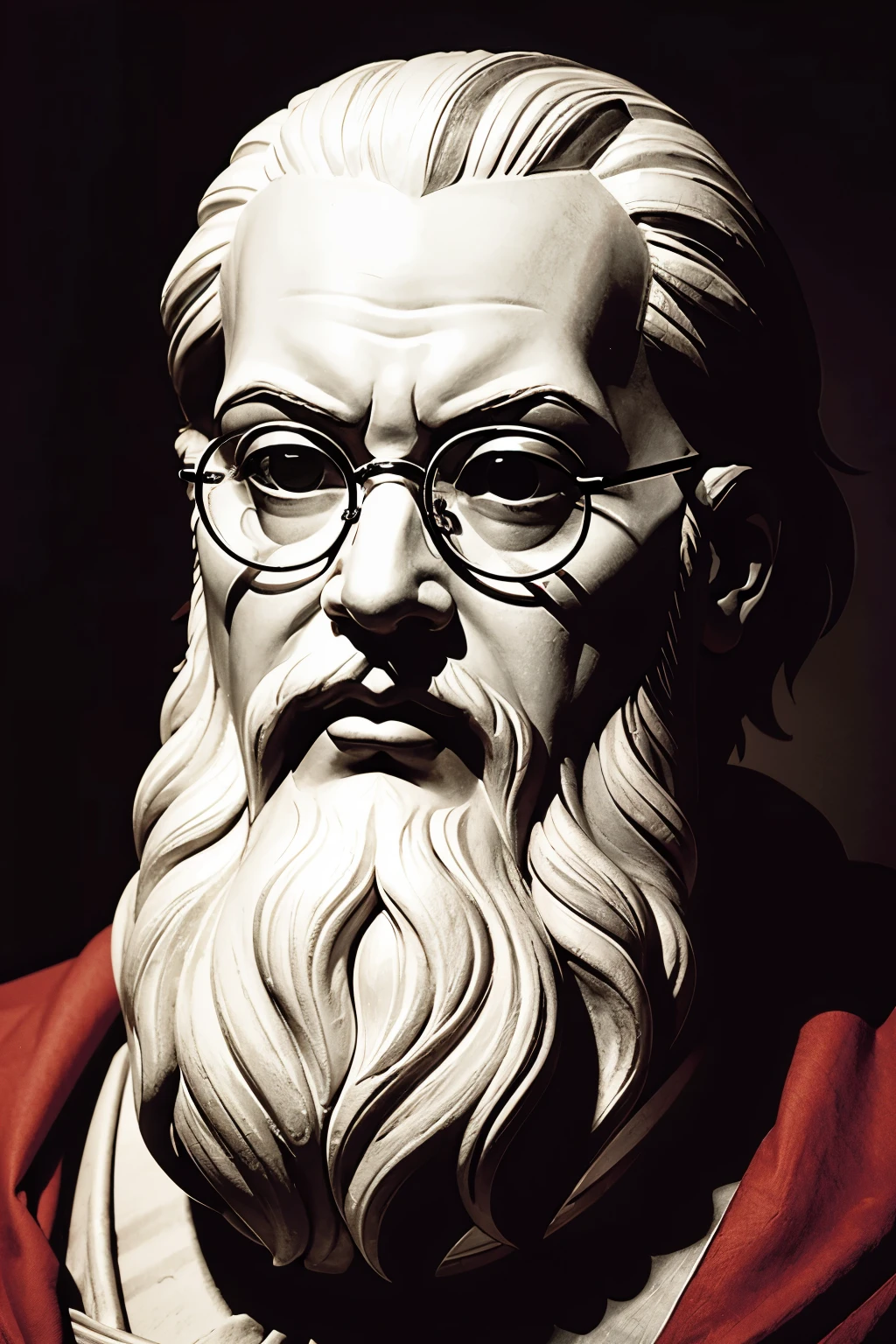 create an image of the philosopher plato wearing glasses