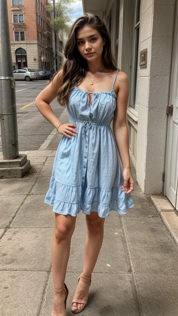 American beautiful 22 years old girl full body same dress 