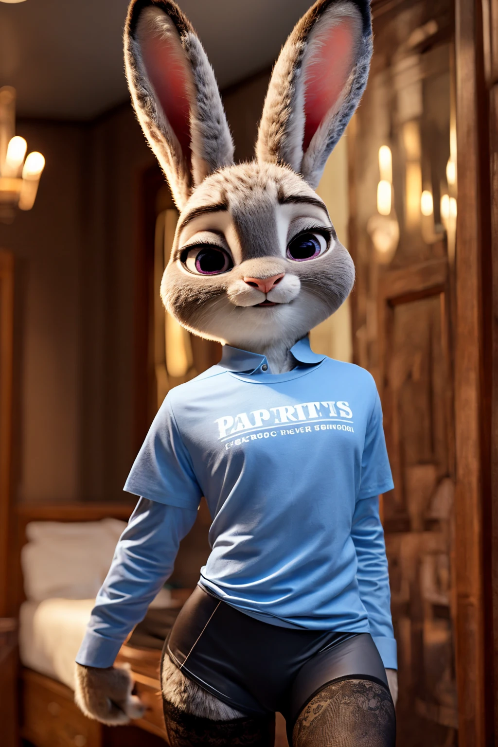 judy hopps ,playboy suit,stockings,t-shirt,RAW,high quality,fur realistic,real life,design for disney on extreme details,ears bunny,tail bunny
