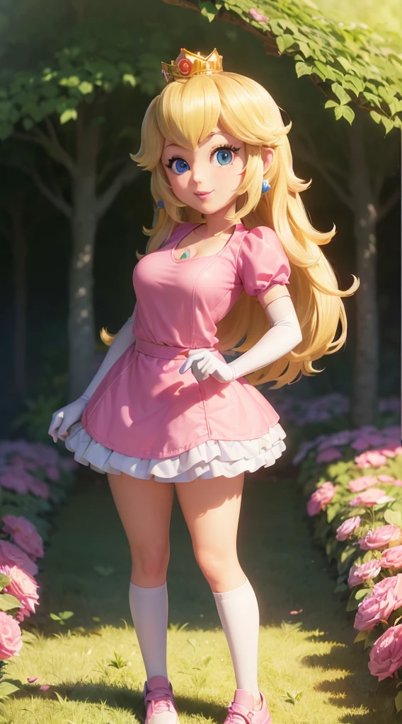 (Outdoors surrounded by beautiful greenery), (((Little Princess Peach in a gorgeous pink tennis wear and short white skirt))), she is kind and considerate、A gentle smile。., He is over six feet tall、Blonde with a golden crown、He is wearing white golf gloves。. Focusing on the alluring large breasts, ( Large Breasts), Peach-shaped buttocks. Back Pose, ((vaginale, missionary)), (((vaginale,Sex))), (((cum in pussy))), 