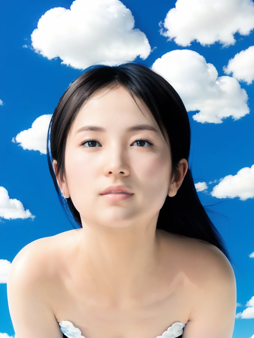 、(((A beautiful blue sky and white clouds)))