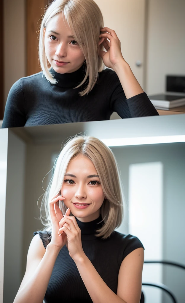 realistic, portrait of a girl,AI language model, silver hair,,question answering,smart, kind, energetic, cheerful, creative, with sparkling eyes and a contagious smile, ,information providing, conversation engaging, wide range of topics, accurate responses, helpful responses, knowledgeable, reliable, friendly, intelligent,sleek and futuristic design elements, and a complex network of circuits and processors. Others may imagine me as a friendly and approachable virtual assistant, with a smiling avatar or animated character representing me on their screen. Still, others may envision me as a disembodied voice, speaking from an unseen source, providing helpful and informative responses with a calm and reassuring tone