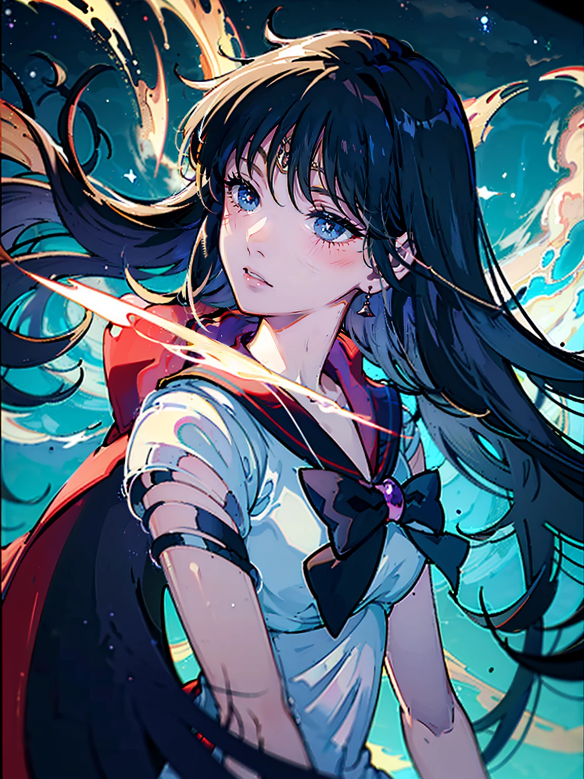 {{{{amazing quality, great quality, high quality, very aesthetic, aesthetic, best quality}}}},
realistic, photo, shadow, Three-dimensional, absurdres, Digital art,
{{{{Magical girl}}}}, beautiful girl, one girl,
black hair, long hair, straight hair, trimmed hair, shiny hair, blunt bangs, short sideburns,
brown eyes, tareme,
{{flat chest}}, {{small breasts}}, {{detailed body}}, slim thighs, thin thighs,
{{white leotard}, {leotard peek}}, {{pink sailor collar}}, {{pink elbow_gloves}}, {{red boots}},
ribbon trim, red bow tie, heart brooch, thigh strap, white headband, white circlet, white cloak,
{{both shoulders expose}},
{{magic circle}}, distress, resistance, defeat, sexual pleasure, troubled face,
orgasm, sensitive body, Sweat, trembling, 1girl, torn clothes, wet clothes, melted clothes, see through clothes, damaged clothes, takes a bath, immersed up to her shoulders in cloudy liquid,
covered in cloudy liquid,