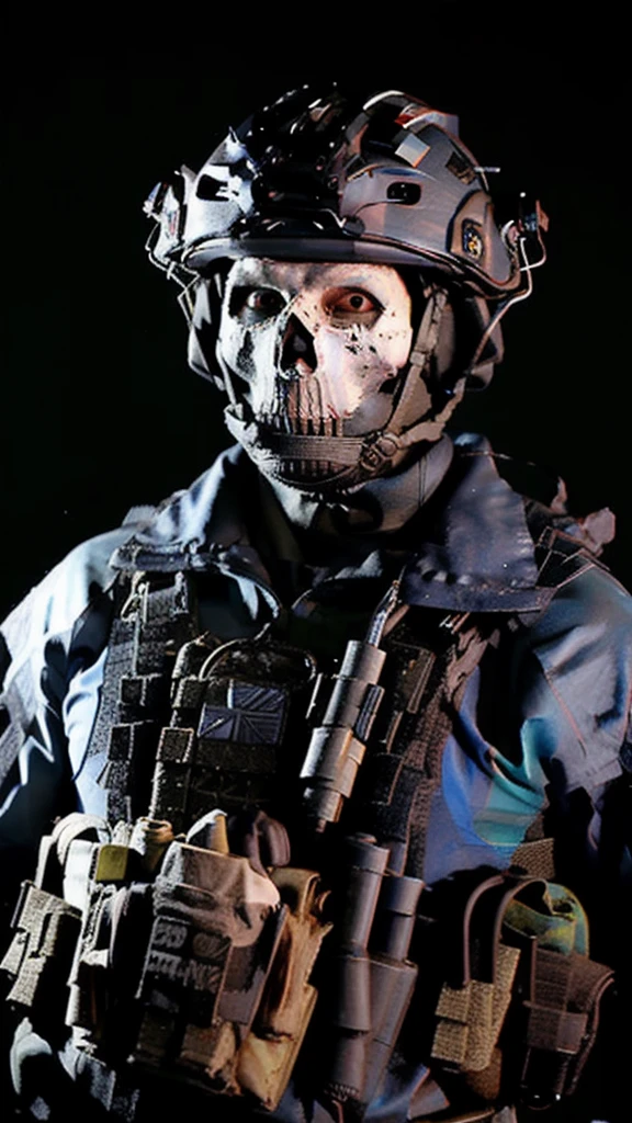 soldier, ghost, looking at the camera